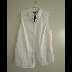 White Banana Republic sleeveless blouse.
